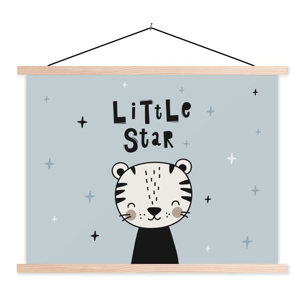 MuchoWow Textilposter Sprichwörter - Kleiner Stern - Baby - Zitate - Kinder - Jungen - Mädchen 40x30 cm mit holzfarbenen Rahmen - Bilder