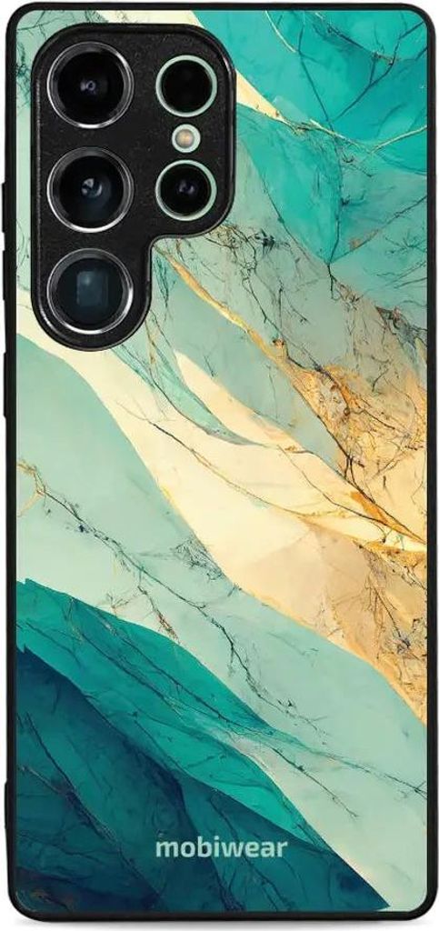 Handyhülle für Galaxy S25 Ultra, Mobiwear Glossy Case, Türkis-Marmor