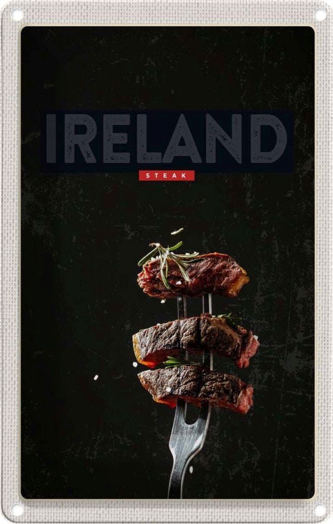 vianmo Blechschild 30x20 cm Irland Fleisch Steack Gabel Bildmotiv Reisemotiv Abenteuer Reisen Urlaub