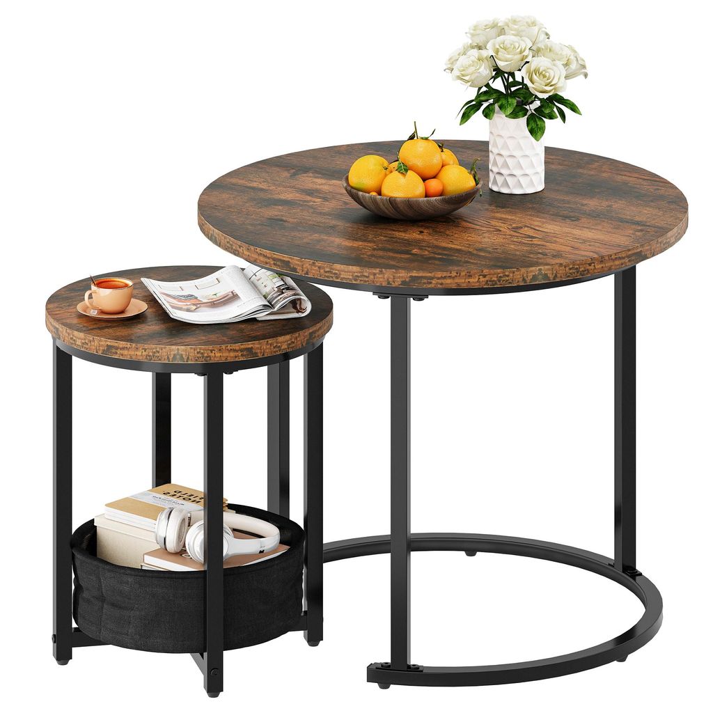 YITAHOME 2 tlg. Couchtisch Rund Nisttisch set Beistelltisch Produktbild 