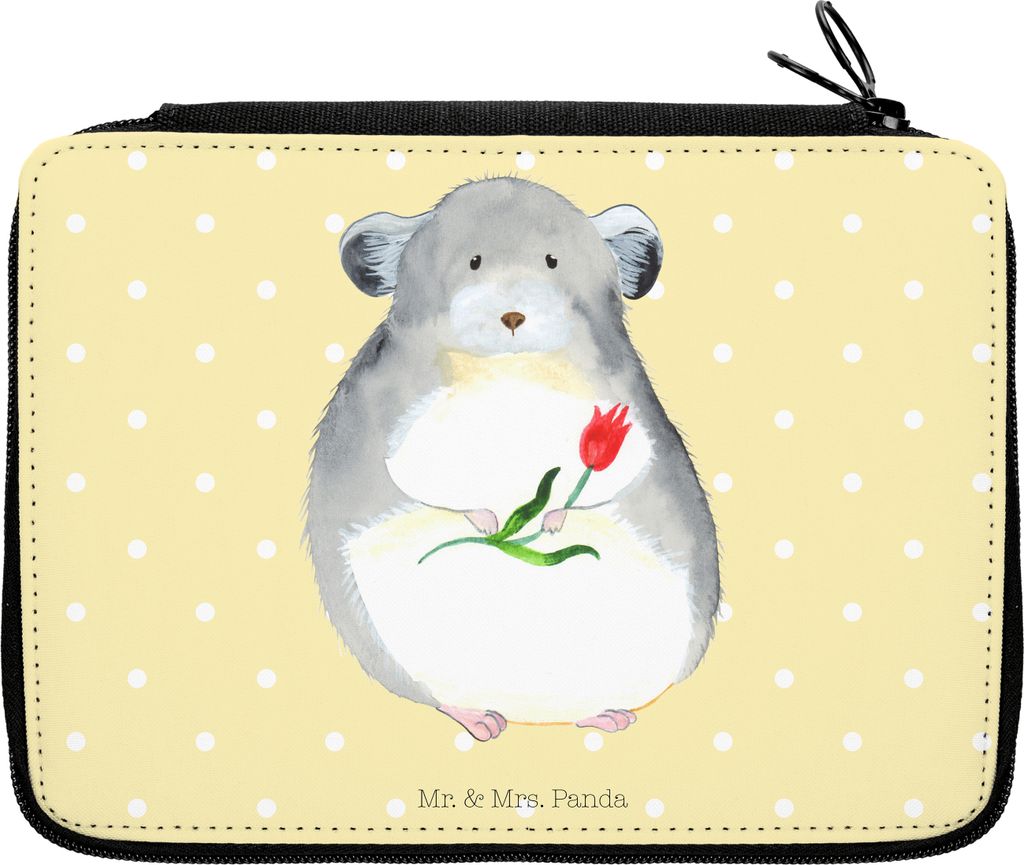 Mr. & Mrs. Panda Schlampermäppchen Chinchilla Blume - Gelb Pastell - Geschenk, Liebeskummer, Kummer, Etui, Federtasche, Federmappe, Mäppchen, Cha...