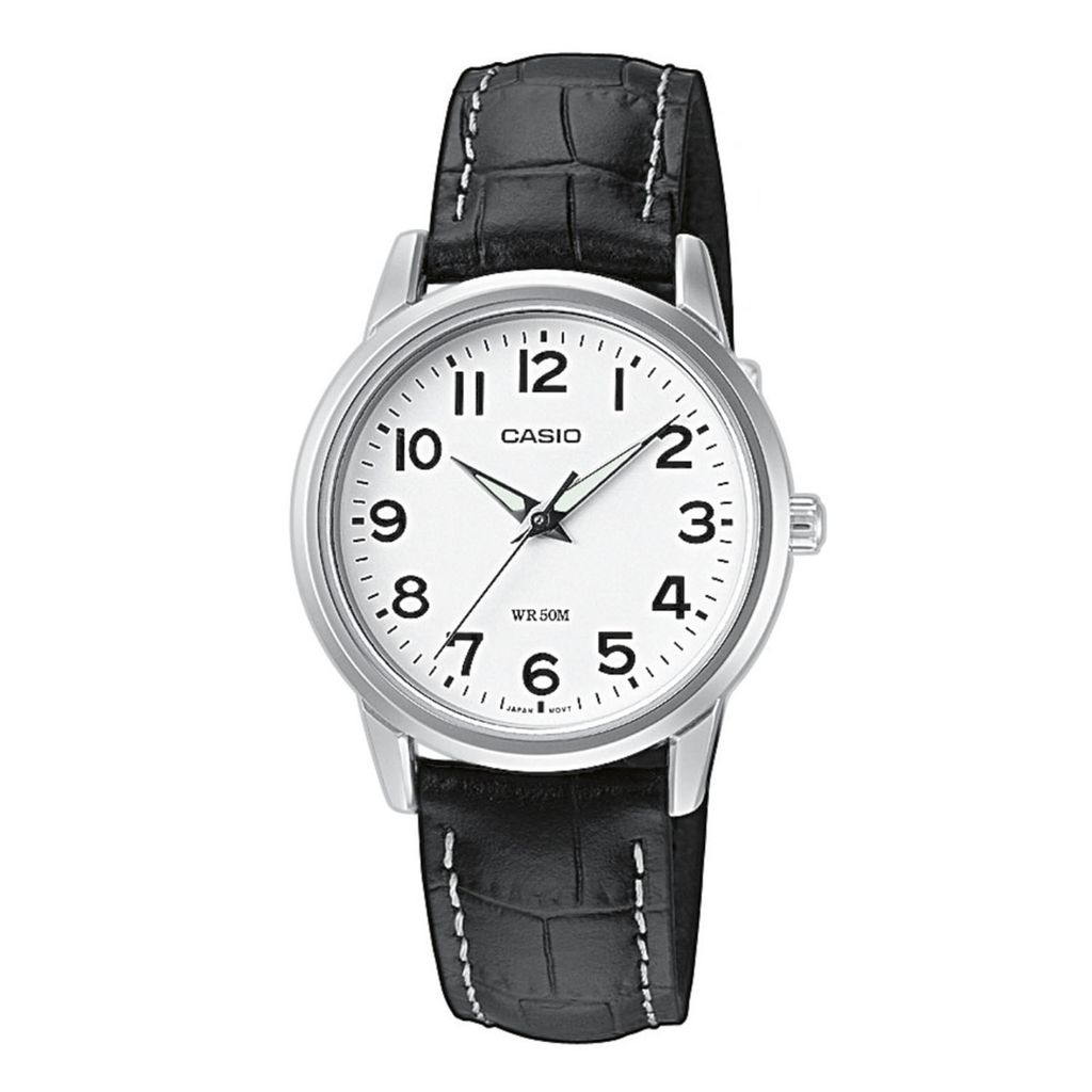Casio Uhr Damenuhr LTP-1303PL-7BVEF Lederarmband Armbanduhr