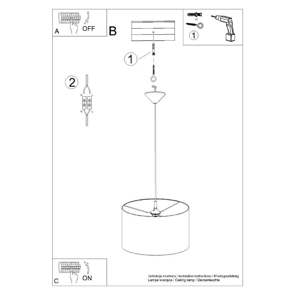 Éclairage Plafond Chambre et Salon Suspension NOVA 40 Blanche E27 - 9