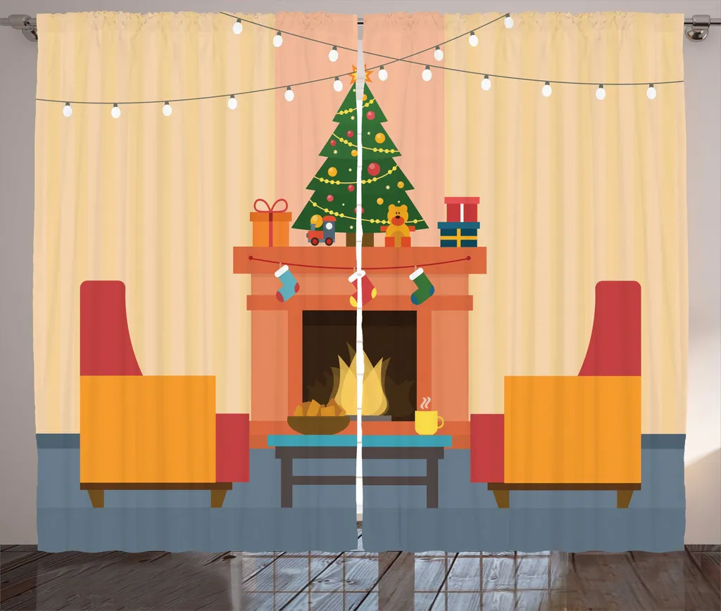 Rideau Décoration de Cheminée Noël pour Ambiance Intérieure Rustique