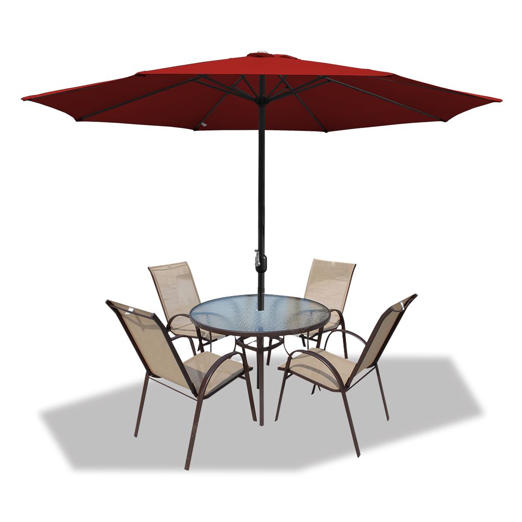Clanmacy Sonnenschirm, Gartenschirm Ø 350 cm,mit Kurbelmechanismus,Rot