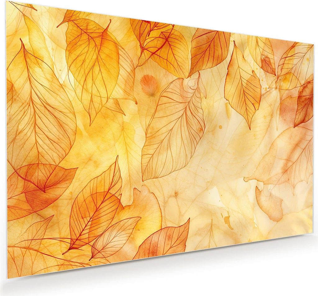Glasbild 60x40cm in XXL für Wohnzimmer, Schlafzimmer Motiv Herbstblätter