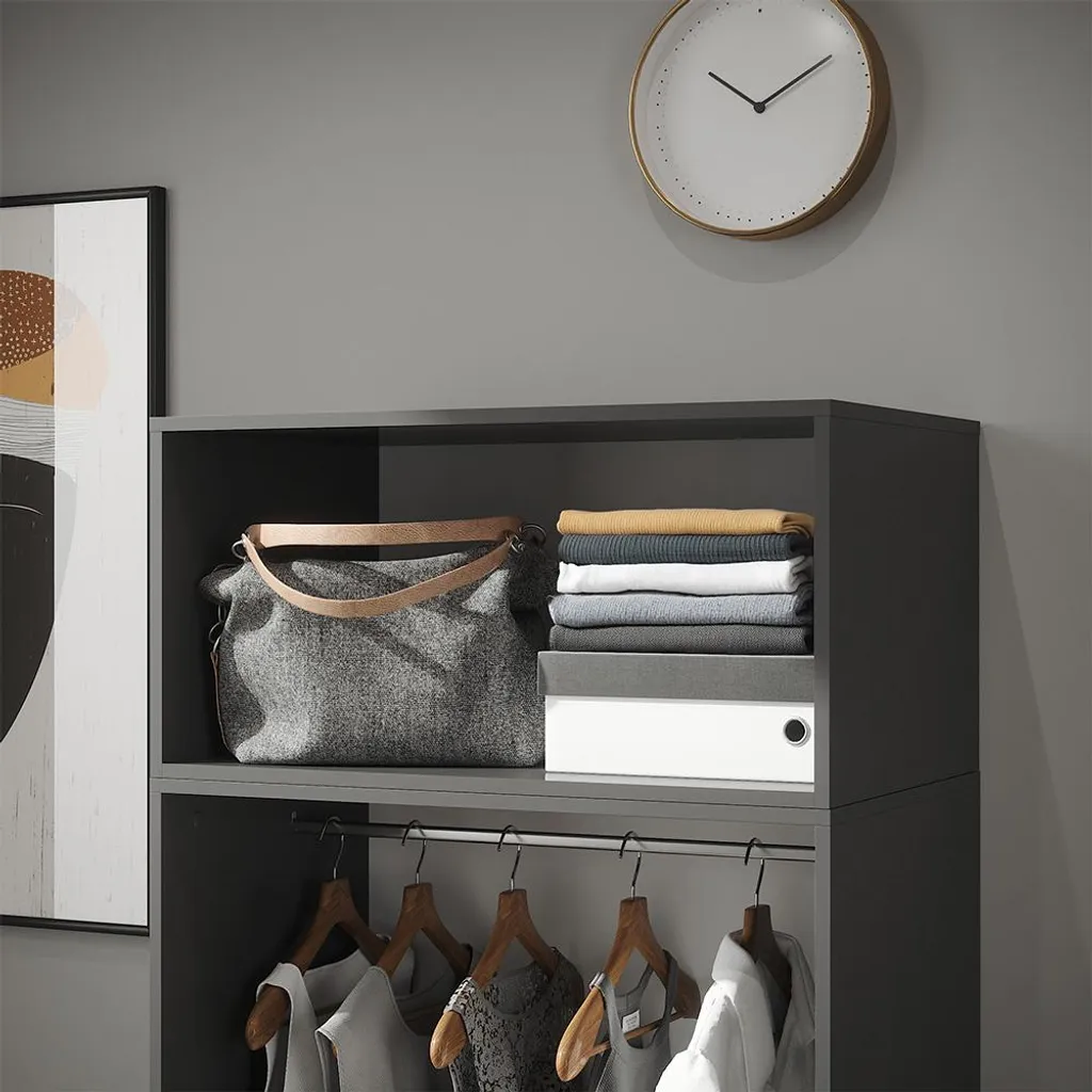 Rangement dessus d'armoire anthracite 80cm compact et robuste Elmo