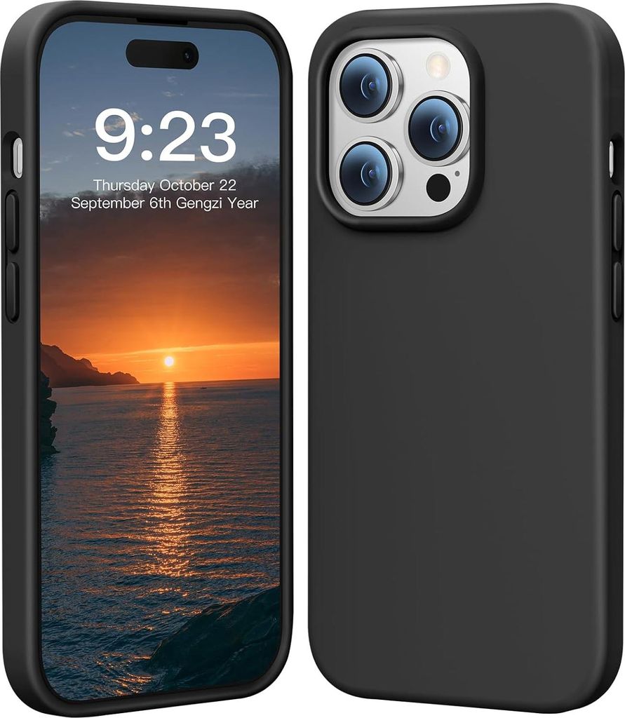Apple Iphone 14 Pro Silikonhülle Schwarz Mit Mikrofaserfutter