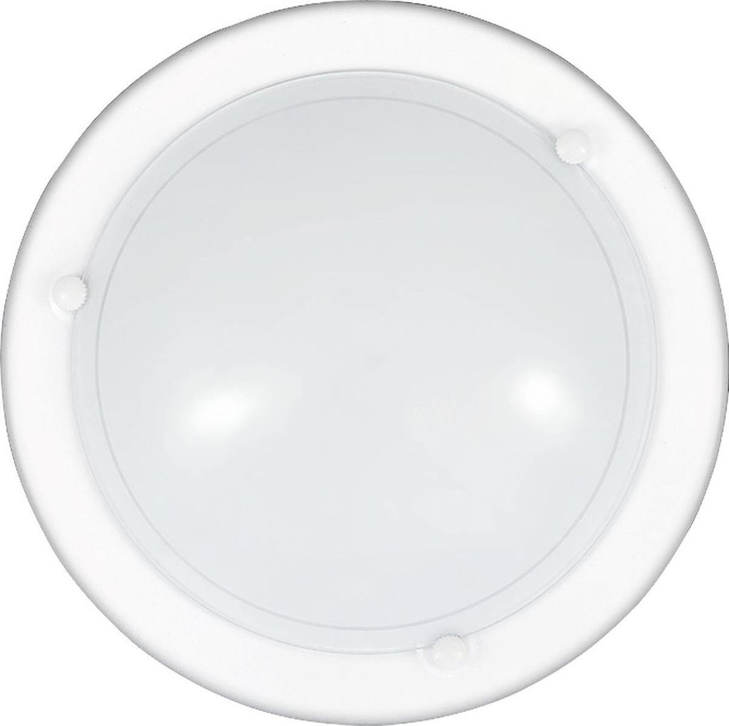 A top-down view of a white, circular ceiling light fixture.
