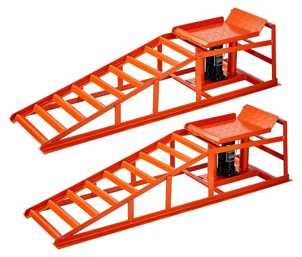 Hydraulische Autorampen 2 Stück, 27-36 cm Hubhöhe, tragbare Servicerampen für Wartung in der Garage, Ölwechsel und Reparatur von Lkw, 1 t (pro ...