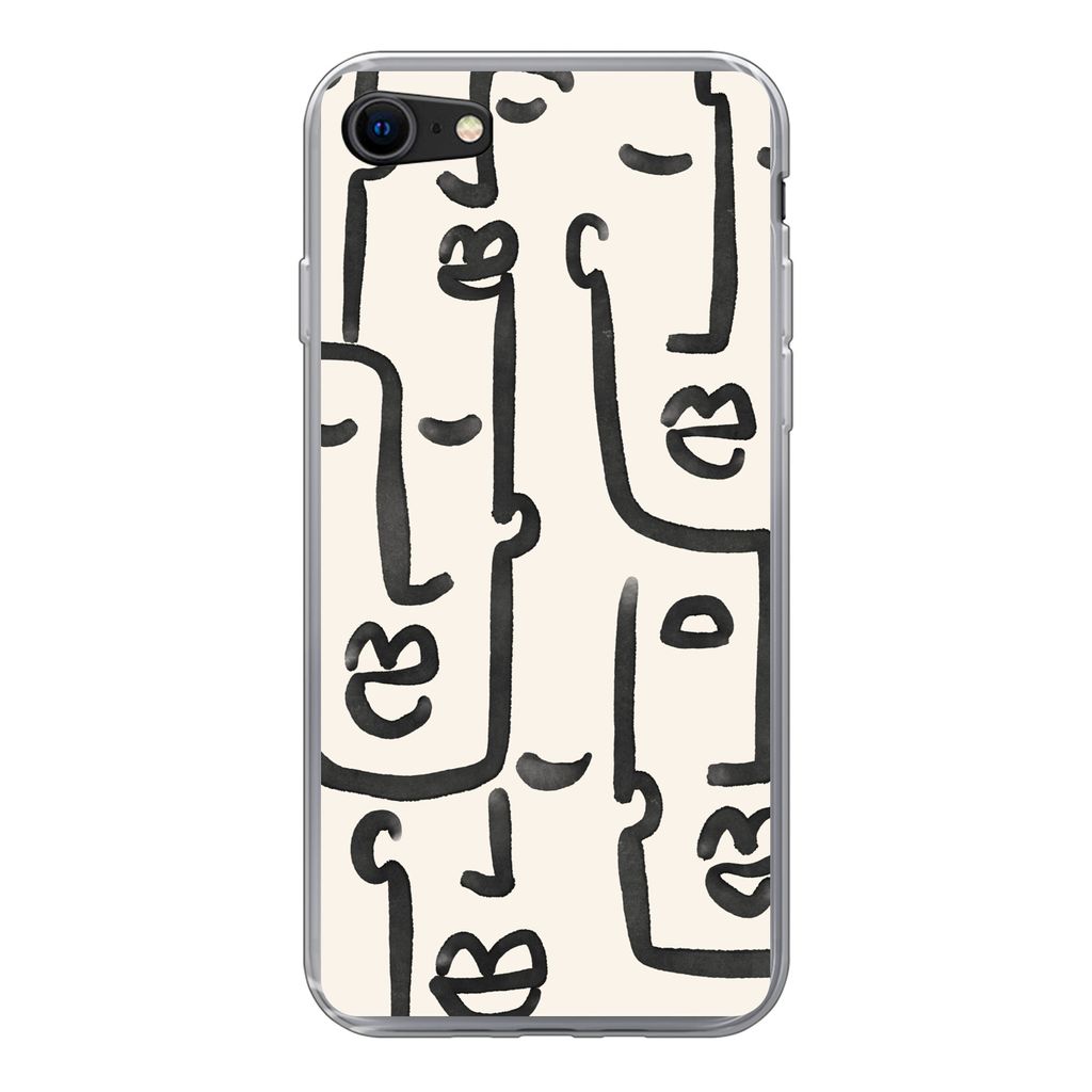 MuchoWow Handyhülle Schutzhülle Hülle für iPhone 8 Muster - Abstrakt - Linienkunst Silikon Softcase Handy Hülle - Schutzhaube