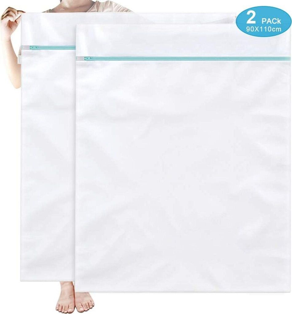 Wäschenetz Groß, Wäschesack 90x110cm 2 Stücke Wäschebeutel Wiederverwendbare Wäschenetze mit Reißverschluss Groß für Wäschesäcke Laundry...
