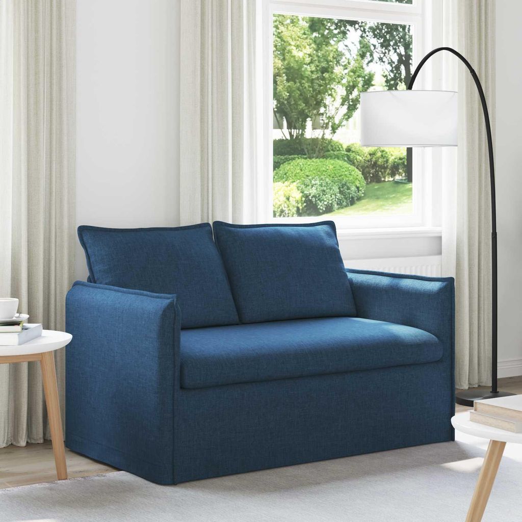 "Spring Sale"2-Sitzer Sofa Couch 120cm - elegantes Design - Doppelsofa - Lounge Sofa - Blau Metall NEU560621 - Klassische Sofas