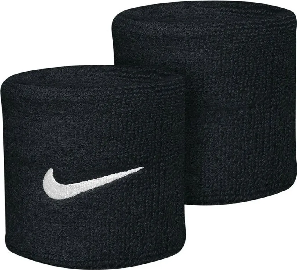 Nike NOS Swoosh Wristband Noir - Idéal pour Tennis, Fitness et Training