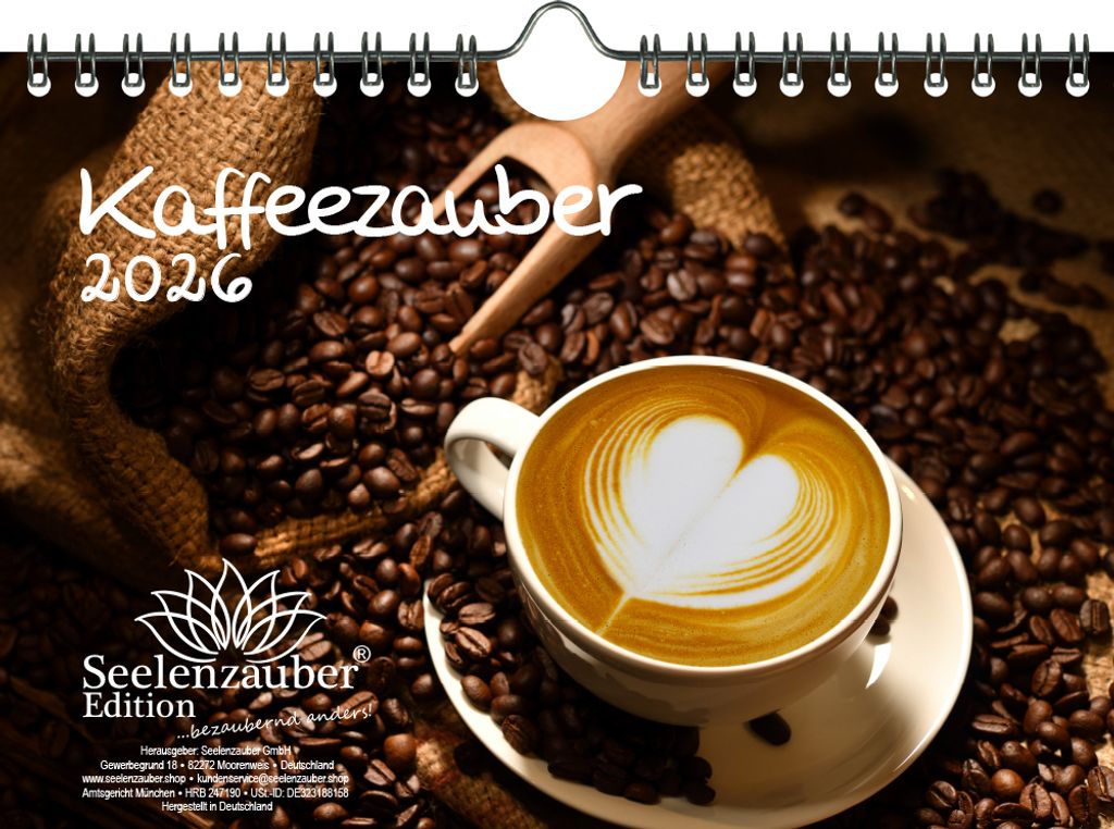 Kaffeezauber DIN A5 Kalender für 2026 Kaffee Cappuccino - Seelenzauber