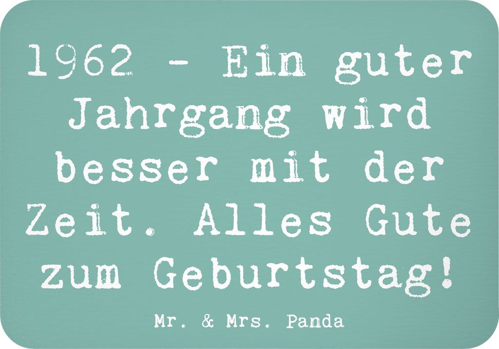 Mr. & Mrs. Panda magnet Spruch 1962 Geburtstag - Meeresbrise - Geschenk, Glückwunsch, Alter, Pinnwandmagnet, Happy Birthday, Geburtstagsgruß, Jub...