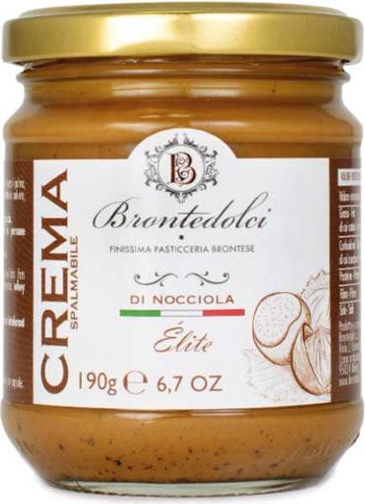Brontedolci Crema Spalmabile di Nocciola Streichfähige Haselnusscreme 190g in Glas aus Sizilien mit 40% Haselnüssen