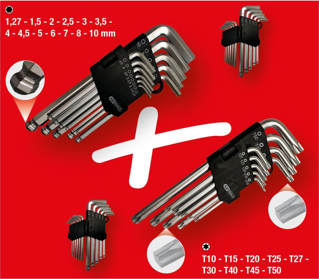 KS TOOLS Set di chiavi esagonali, Torx, esagono incassato, Immagine del prodotto 