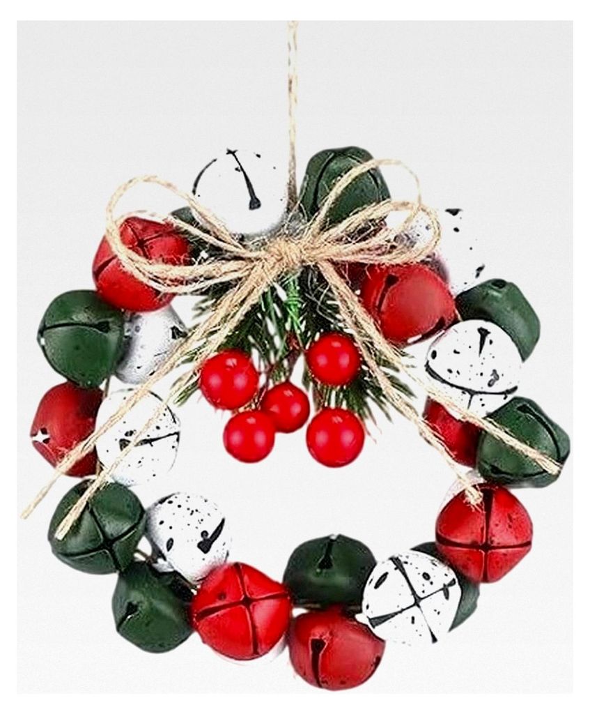 Weihnachtstür | 6,5 cm Glocken Beeren Vintage Deko | Künstliche Vorbau Dekoration | Für Kamin, Fenster, Tür, Tisch, Party, Hochzeit, Winter, K...