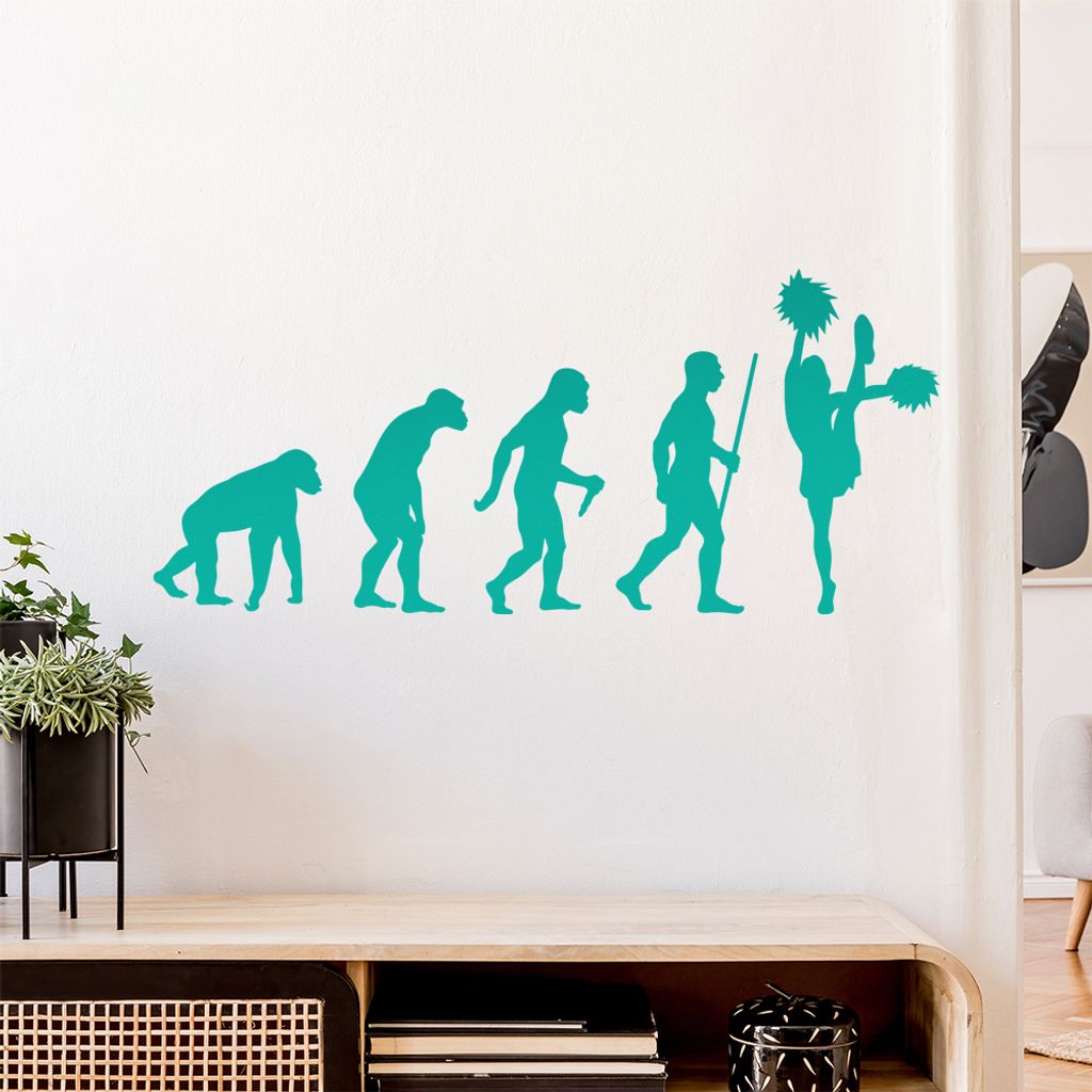 Cheerleader Evolution Wandtattoo Wandaufkleber Wall Sticker - Dekoration, Küche, Wohnzimmer, Schlafzimmer, Badezimmer