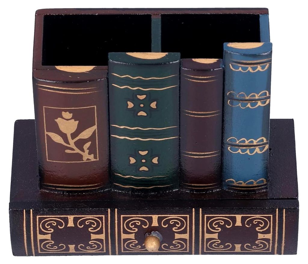 Retro-Schreibtisch-Organizer mit 3 Fächern und Schublade, Aufbewahrung Caddy für den Schreibtisch, Neutral