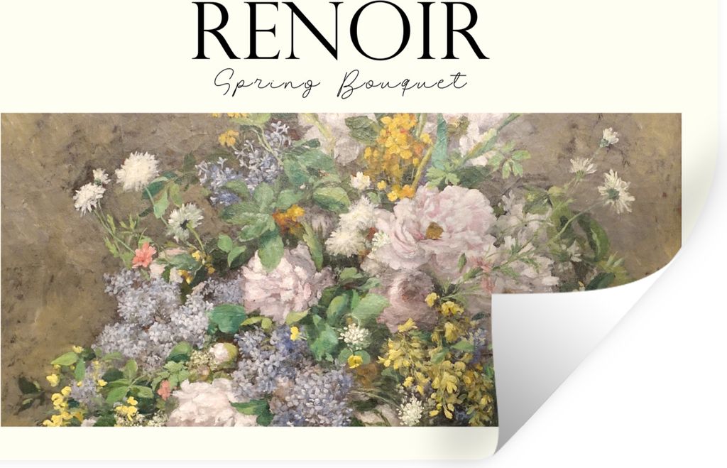 MuchoWow Wandtattoo Wandsticker Wandaufkleber Gemälde - Renoir - Blumen 120x80 cm Selbstklebend und Repositionierbar - Selbstklebend - Fototapeten