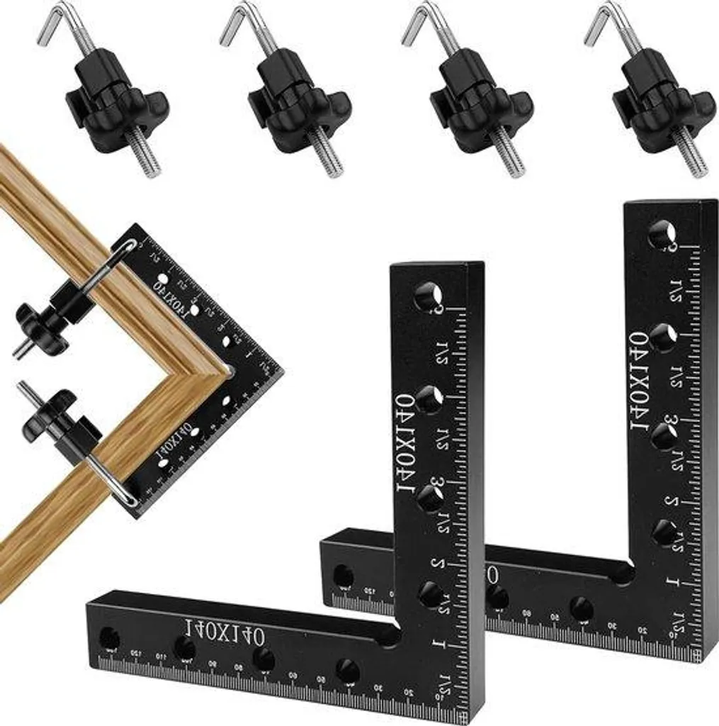 Équerres bois en aluminium noir 14 cm, haute résistance pour serrage 90°