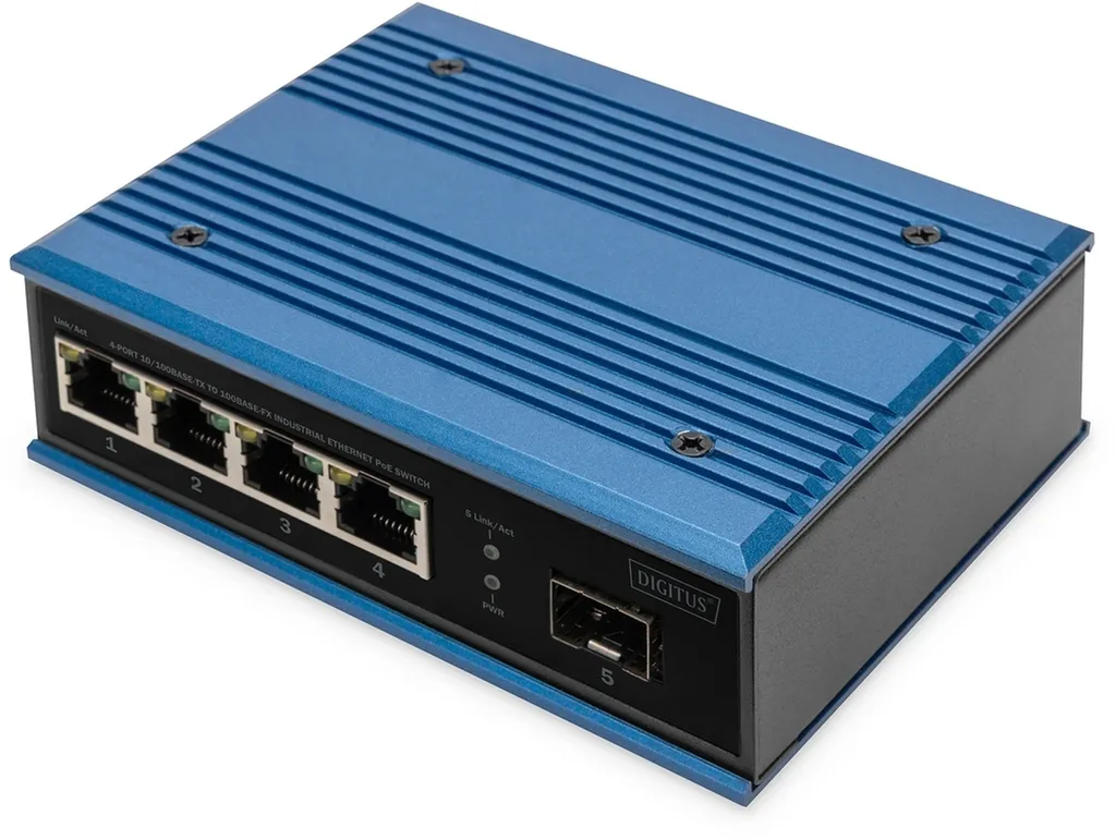 Switch Industriale DIGITUS DN-651131 4 Porte RJ45 PoE 1 Uplink SFP