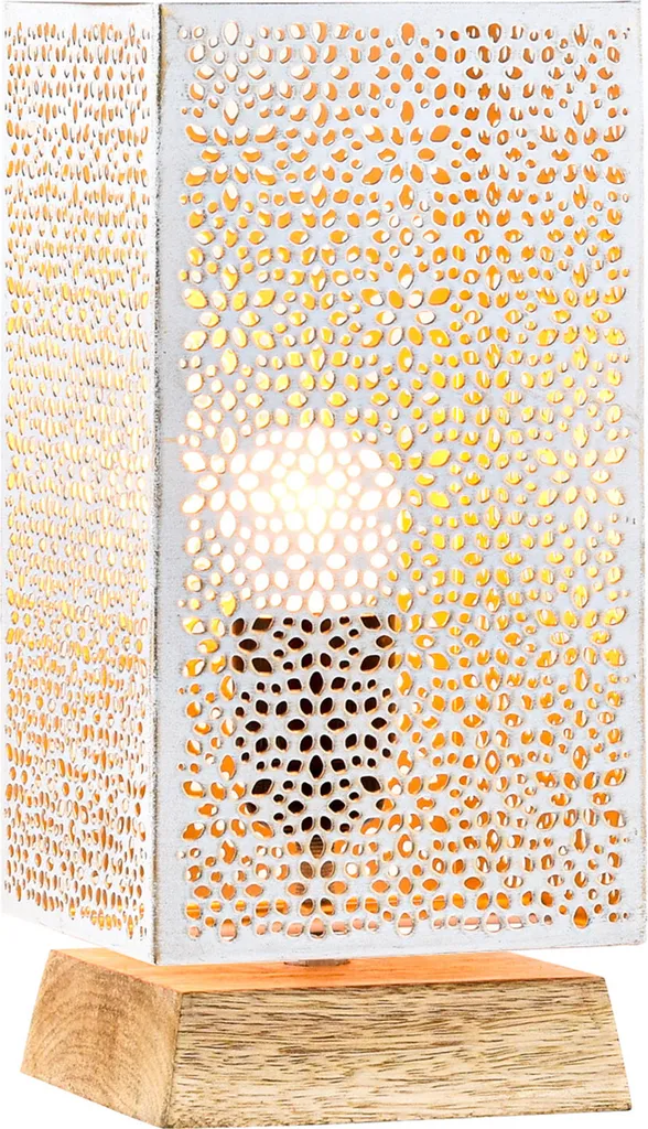 Boho Déco Lampe de table Autigan Blanc - Luminaire de Chevet Artisanal