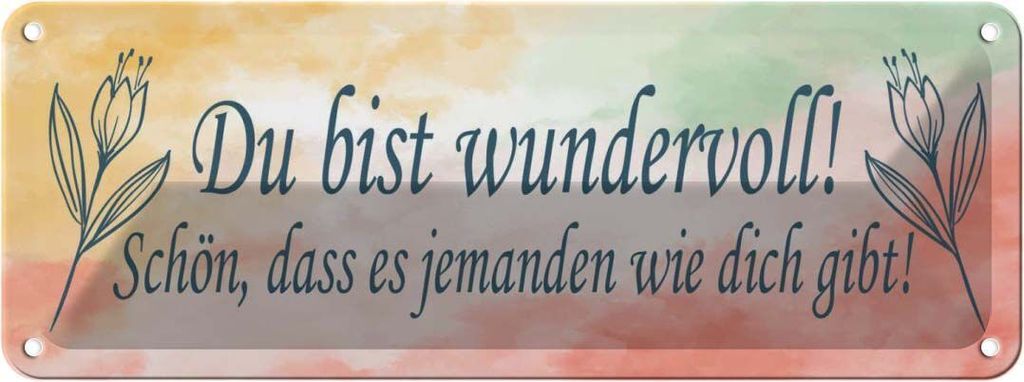 vianmo Blechschild 10x27 cm du bist wundervoll schön das es Spruch Zitat
