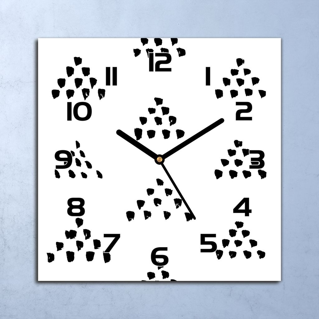 Wanduhr Echt-Glas-Küchenuhr Punkte Dreiecke Quarz Lautlos 30x30 Deko Bilder