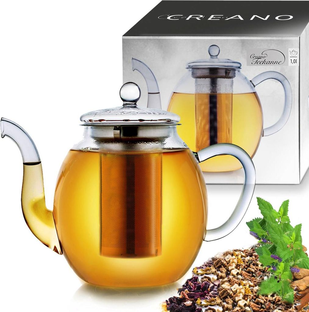 Creano Glas-Teekanne 1,0l, 3-teiliger Teebereiter mit Produktbild 