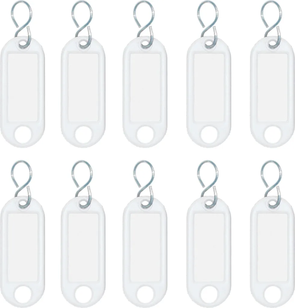 Porte-clés plastique blanc robuste avec anneau en acier solide