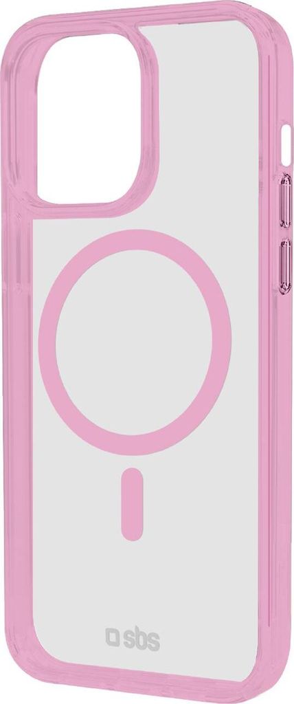 SBS Case für iPhone 15 Plus mit farbigen Rändern, kompatibel mit MagSafe Aufladung, Rosa
