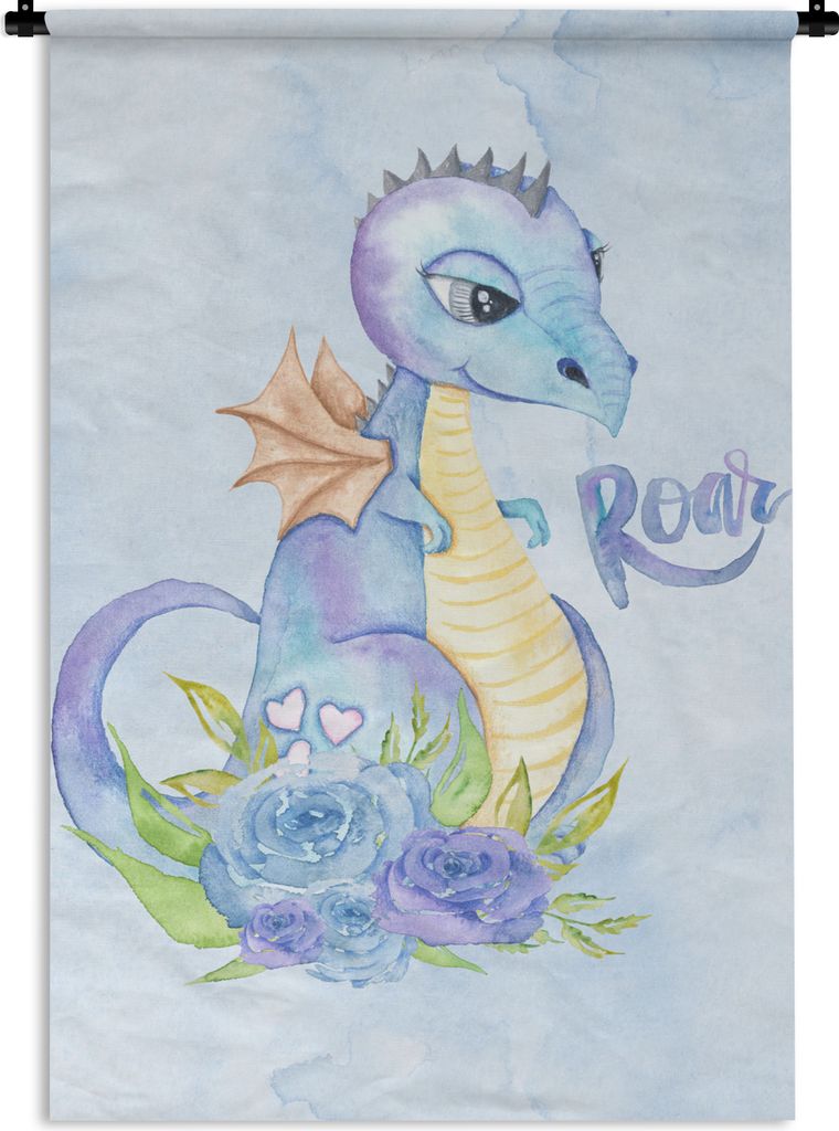 MuchoWow Wandteppich Wandbehang Dinosaurier - Flügel - Kinderzimmer - Jungen - Mädchen - Kinder 90x135 cm Tapisserie Dekoration Wandtuch - Baum...
