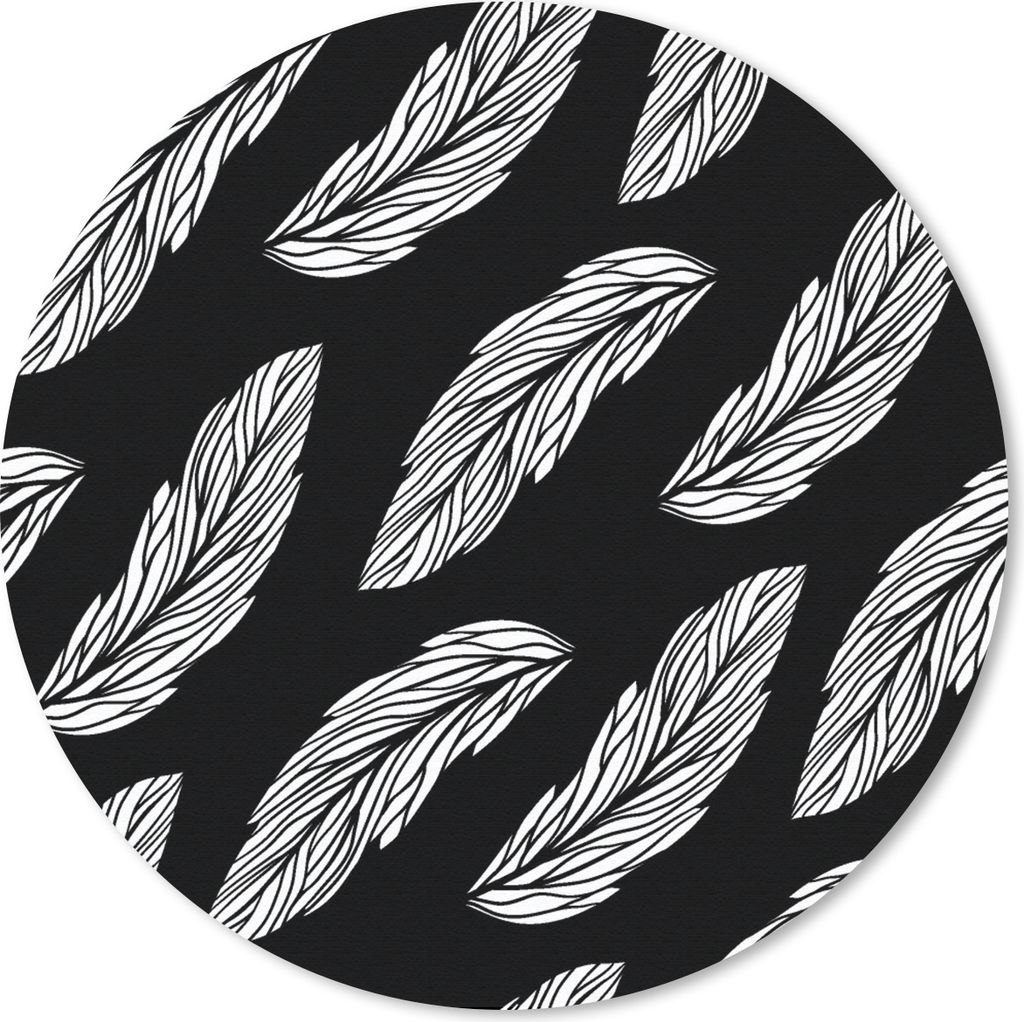 MuchoWow Mauspad Mousepad Muster - Federn - Schwarz und Weiß 20x20 cm - Mousepads - Maus Mat - Pad - Mausunterlage - Schreibtischmatte
