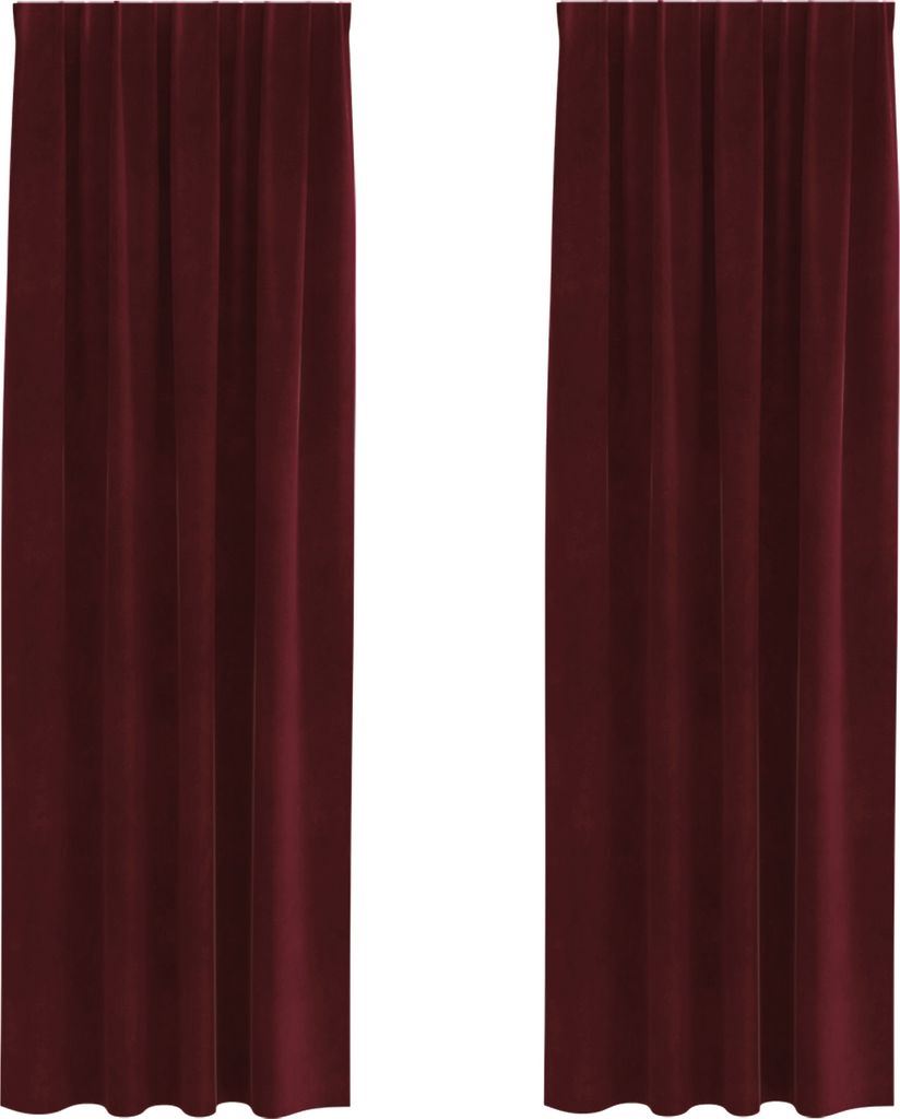 Eleganten-Stil Verdunkelungsvorhänge mit Klettband 2 Stk. Weinrot Samt - Gardinen & Vorhänge DE44654
