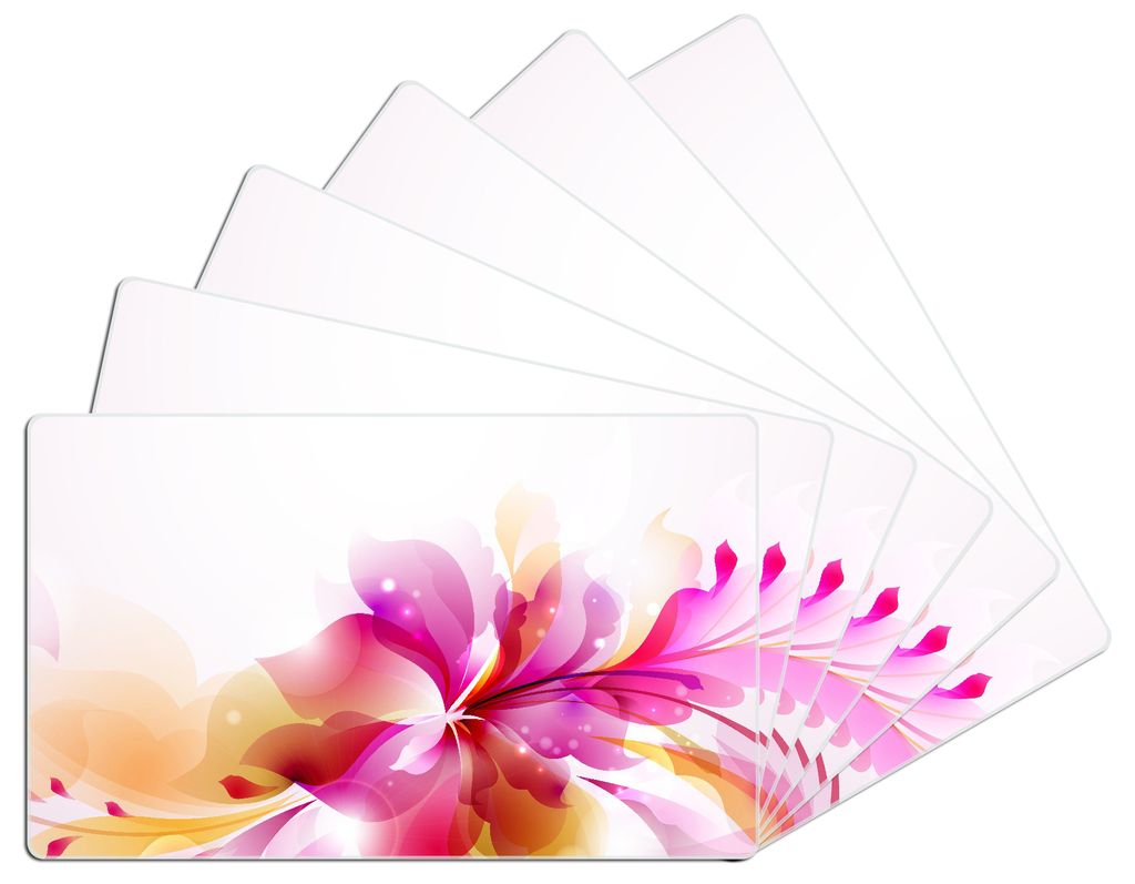 Wallario Frühstücksbrettchen 6er Set aus Glas, je 14 x 23 cm, mit rutschfesten Füßen, Motiv Zentrum der pinken Blume