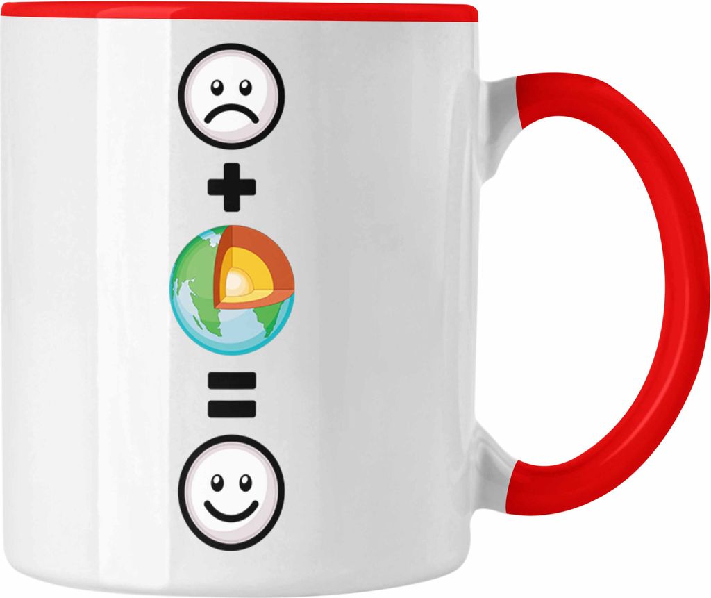 Trendation - Geologe Tasse Geschenk für Geologen Lustige Geschenkidee :( + Geologie = :) Geburtstag (Rot)