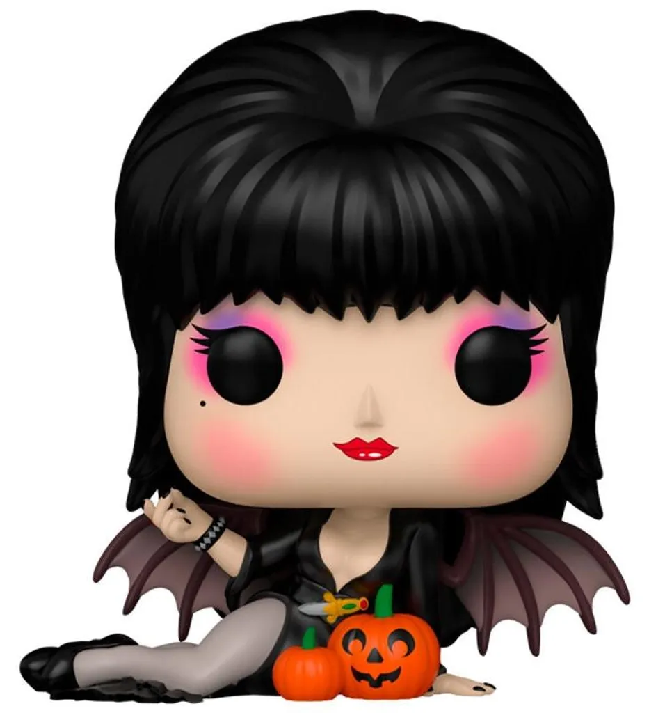 Figurine Elvira Reine des Ténèbres 18cm et citrouilles sculptées HD