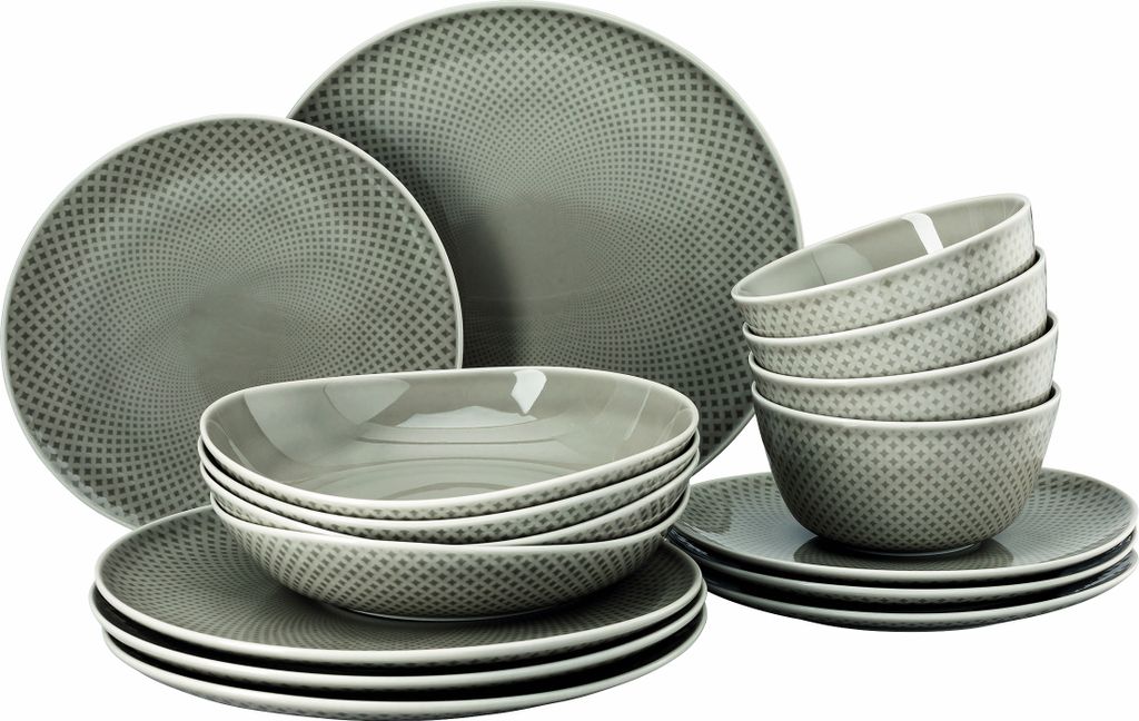 Rosenthal Set 16tlg/Müsli-2019 Junto Pearl Grey Porzellan Grau 10540-405201-28643