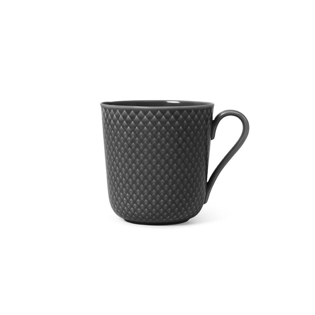 Lyngby Porcelæn - Rhombe Earth Becher mit Henkel 39 cl, slate