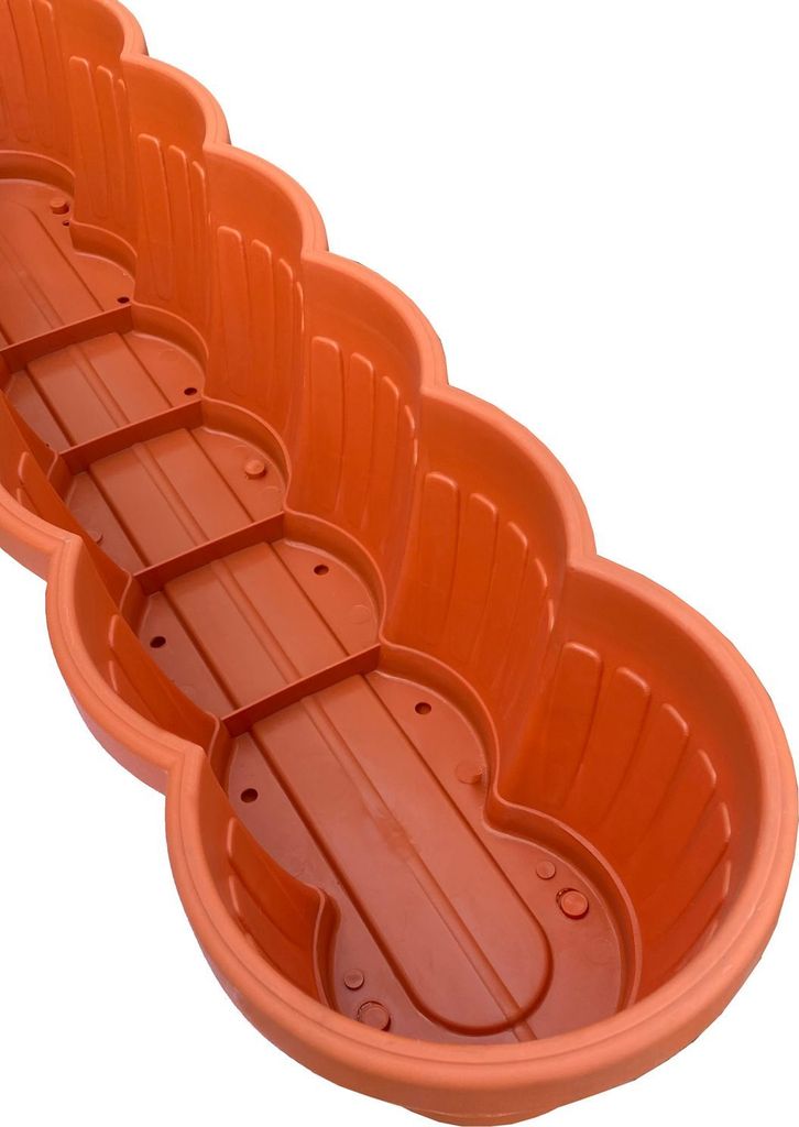 Blumenkasten Balkonkasten Pflanzkasten Terracotta im Wellendesign inkl. passenden Bewässerungsuntersetzer 40, 60 oder 80 cm, Variante:6x 60cm