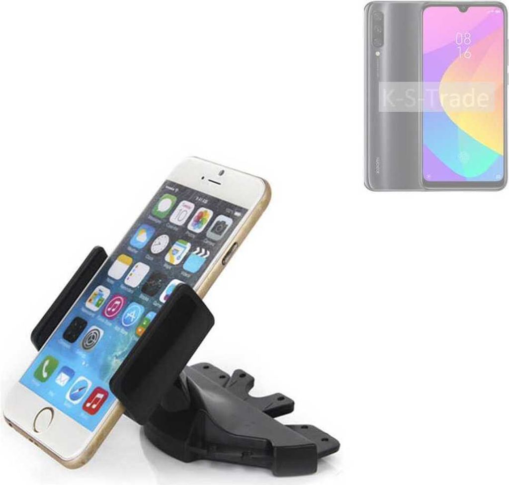 K-S-Trade CD Schlitz Halterung kompatibel mit Xiaomi Redmi A3 Autohalterung KFZ-Halter Radio Handy Halterung 360° drehbar schwarz