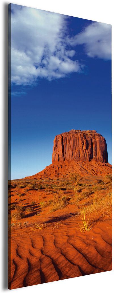 Wallario Premium Leinwandbild Monument Valley am Abend I in Größe 30 x 75 cm