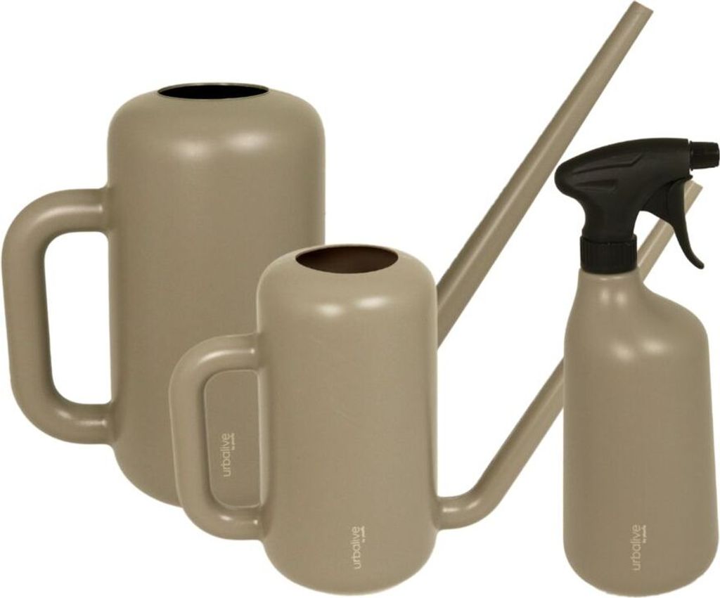 MePla - Set - Gießkanne Pilea 3.8L + 1.8L + Sprüher - taupe