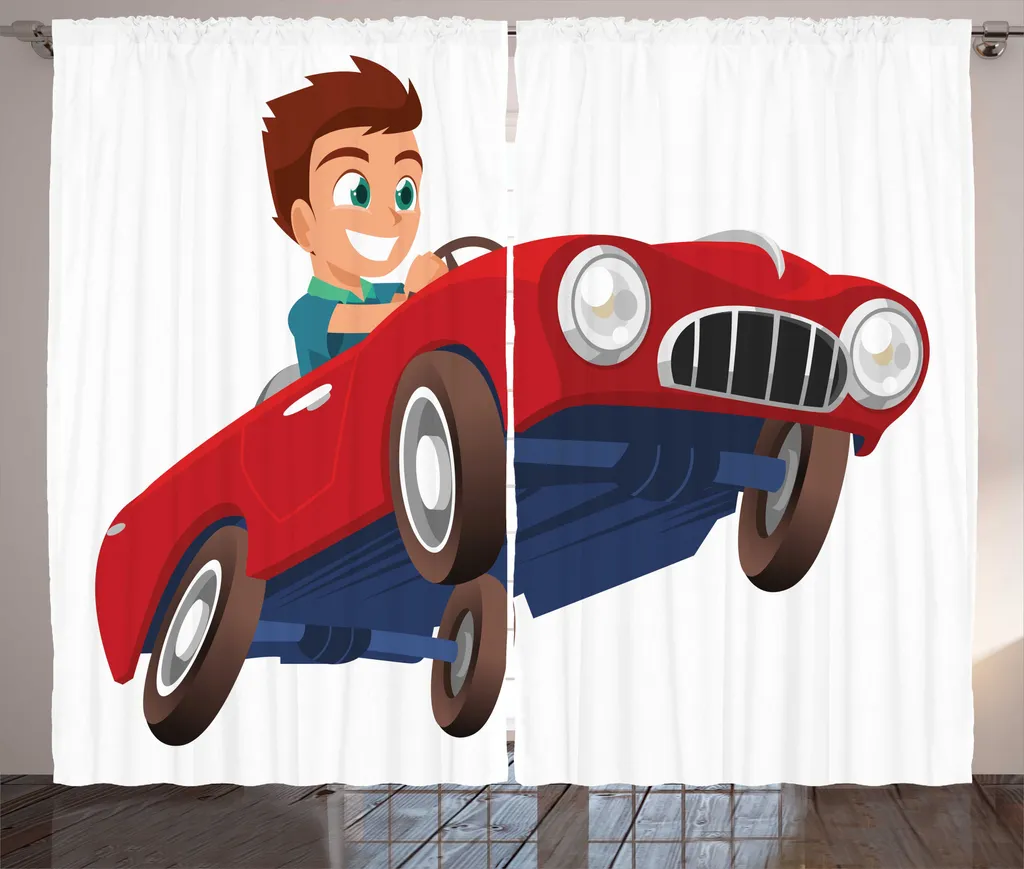 Rideau Voiture de Course Occultant Partiel 280x225cm pour Sommeil Enfant
