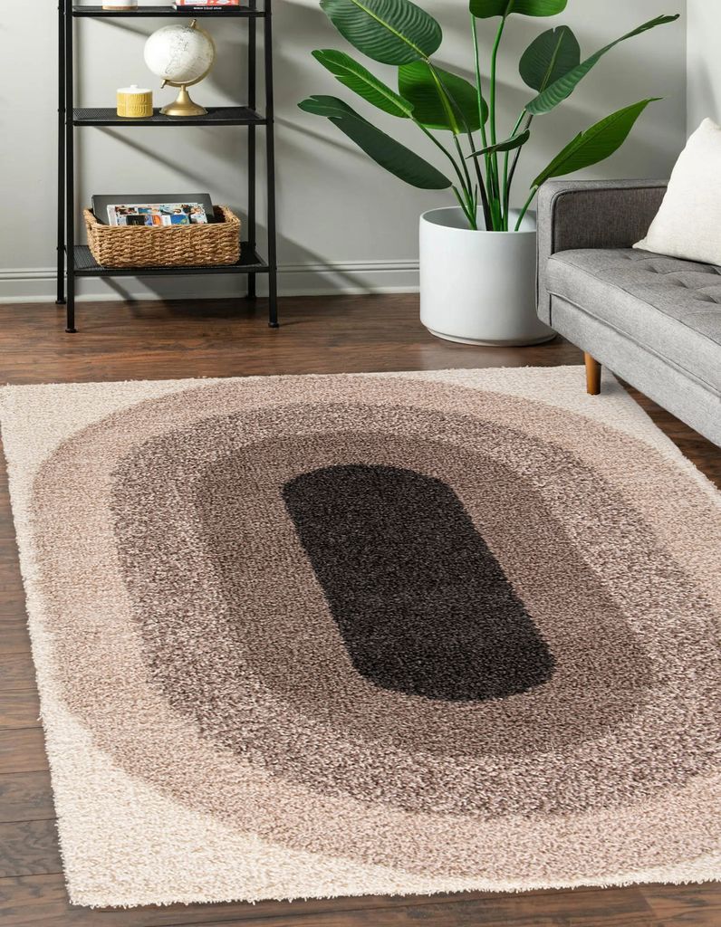 DomDeco Hochflorteppich ROMI, weicher 30mm Shaggy-Flor, Creme-Grau 80x150cm