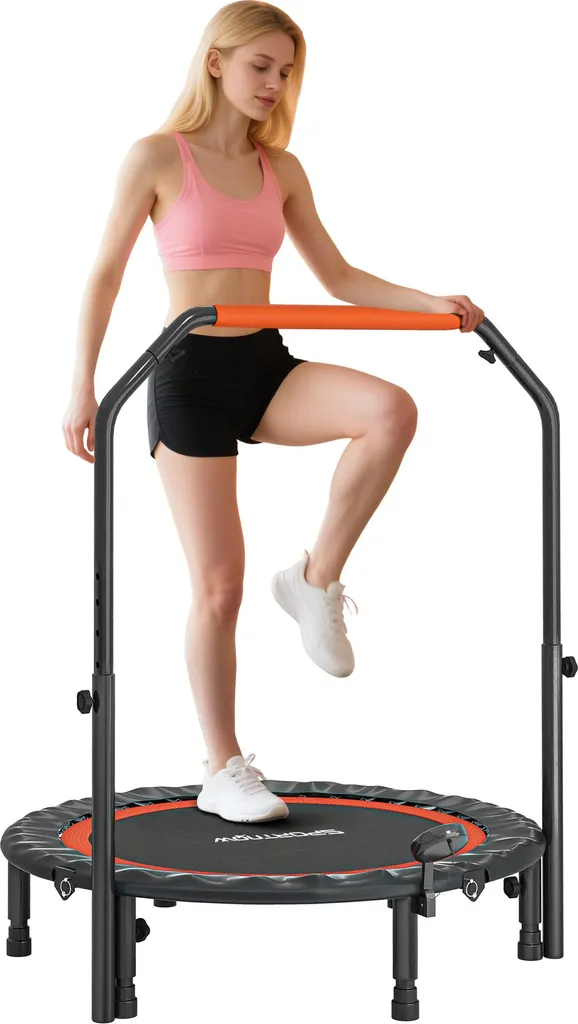 Trampoline de fitness SPORTNOW 102cm Rebounder pliable avec poignée
