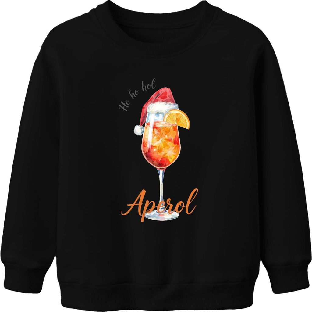 Ho ho hol mir Aperol Weihnachten Spritz Weihnachtscocktail Gesche Uni Kinder Sweatshirt Pullover, Schwarz, 140